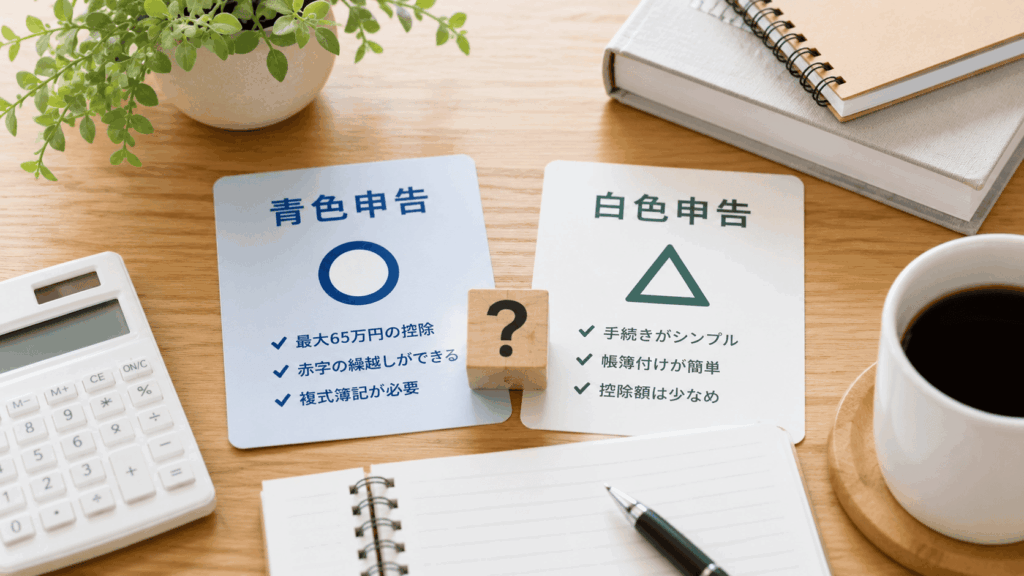 青色申告と白色申告の違いを比較する資料