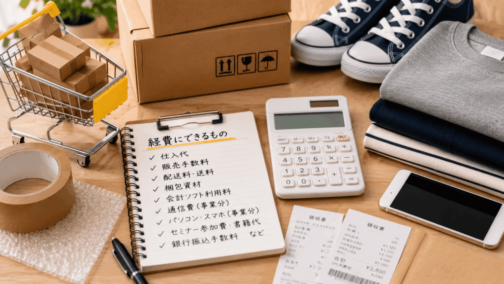 せどりの商品と一緒に経費項目を整理したノート