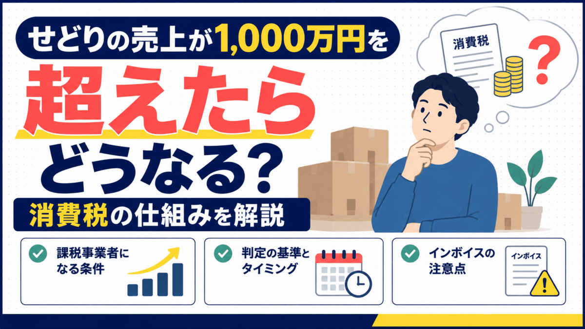 せどりの売上が1000万円を超えた場合の消費税を解説する図