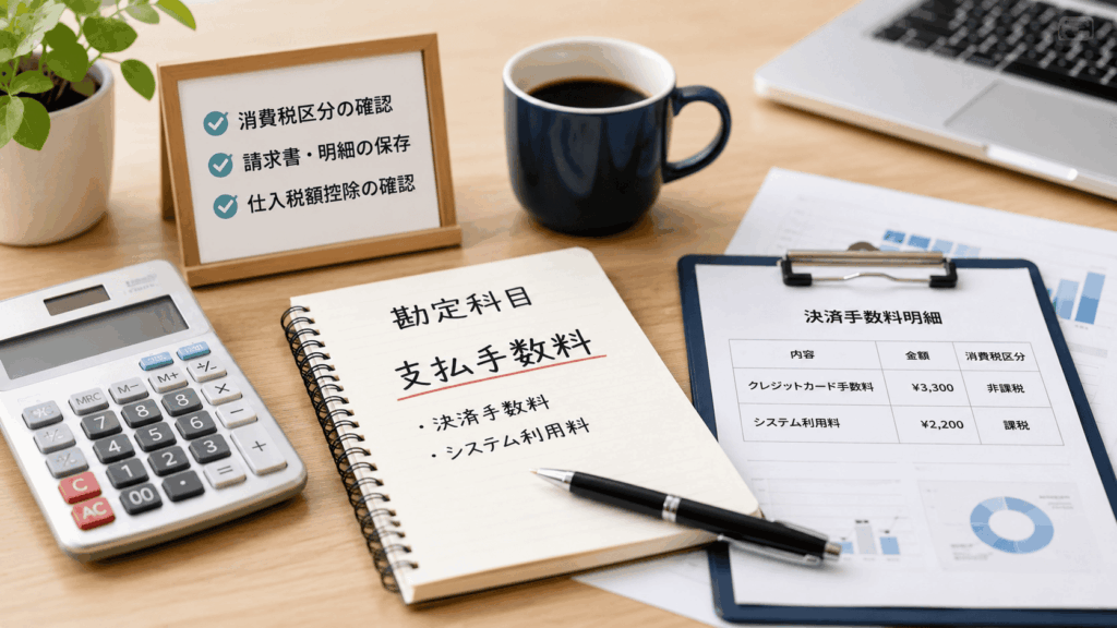 決済手数料の勘定科目と明細を確認するための資料