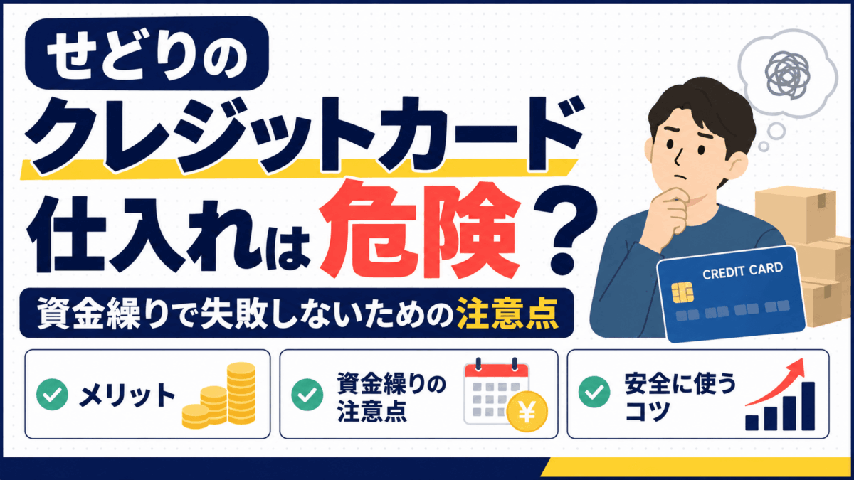 せどりのクレジットカード仕入れと資金繰りの注意点を解説するイラスト